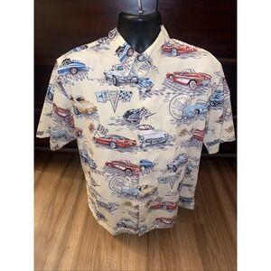 Reyn Spooner Cars Hawaiian Shirt Vintage  Corvette Chevrolet Classic Button XL